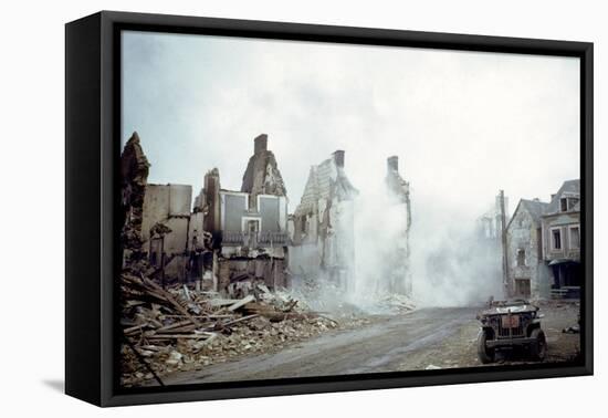 Combat Engineers Dynamite Dangerous Buildings Ruined in St. Lo, Normandy, France, 1944-Frank Scherschel-Framed Premier Image Canvas