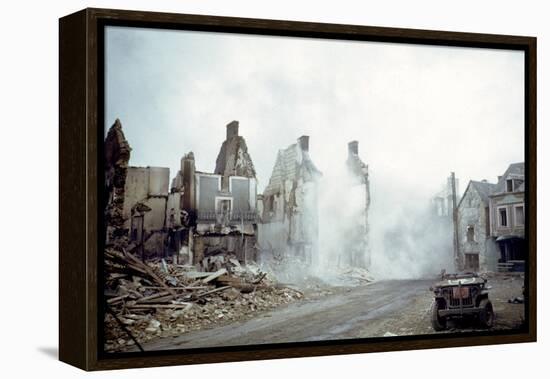 Combat Engineers Dynamite Dangerous Buildings Ruined in St. Lo, Normandy, France, 1944-Frank Scherschel-Framed Premier Image Canvas