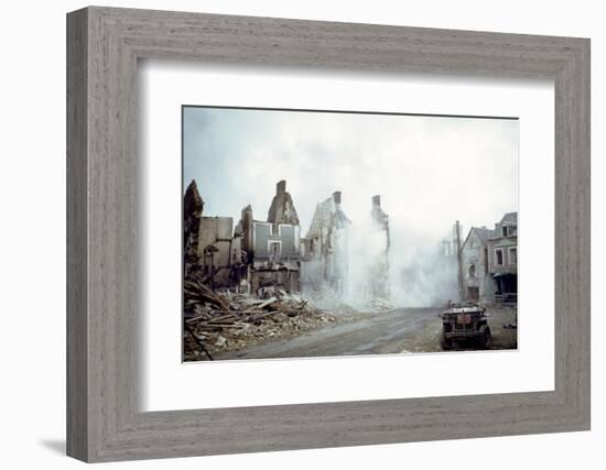 Combat Engineers Dynamite Dangerous Buildings Ruined in St. Lo, Normandy, France, 1944-Frank Scherschel-Framed Photographic Print