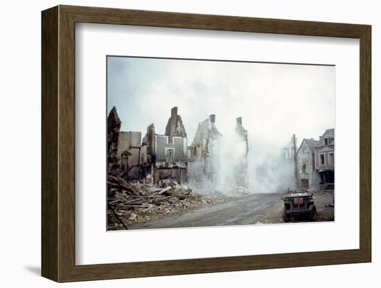 Combat Engineers Dynamite Dangerous Buildings Ruined in St. Lo, Normandy, France, 1944-Frank Scherschel-Framed Photographic Print