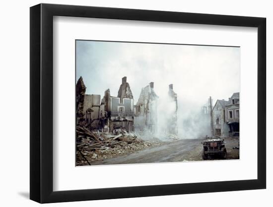 Combat Engineers Dynamite Dangerous Buildings Ruined in St. Lo, Normandy, France, 1944-Frank Scherschel-Framed Photographic Print