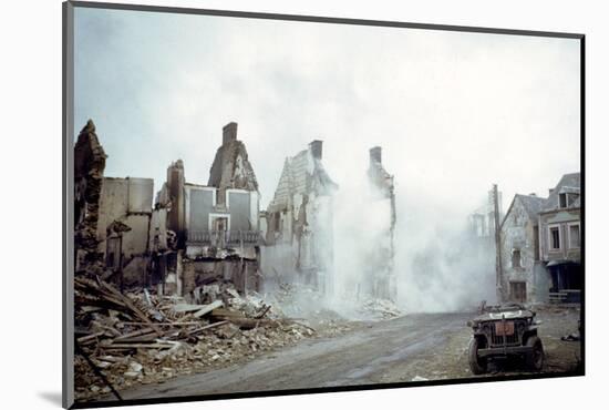 Combat Engineers Dynamite Dangerous Buildings Ruined in St. Lo, Normandy, France, 1944-Frank Scherschel-Mounted Photographic Print