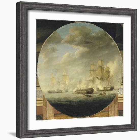 Combat naval entre la frégate française "la Pomone" commandée par le capita-Pierre Julien Gilbert-Framed Giclee Print