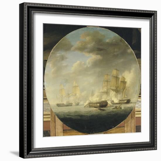 Combat naval entre la frégate française "la Pomone" commandée par le capita-Pierre Julien Gilbert-Framed Giclee Print