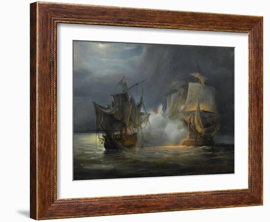 Combat naval entre la frégate "la Vénus" commandée par le capitaine Hamelin contre la frégate-Pierre Julien Gilbert-Framed Giclee Print