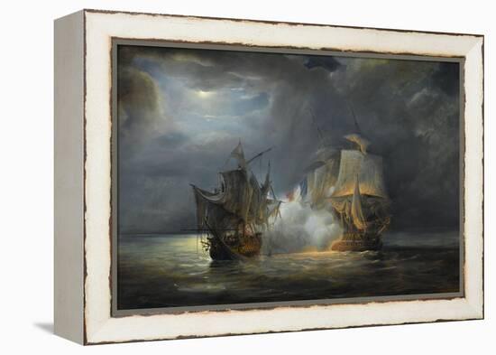 Combat naval entre la frégate "la Vénus" commandée par le capitaine Hamelin contre la frégate-Pierre Julien Gilbert-Framed Premier Image Canvas