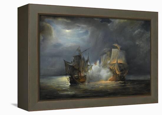 Combat naval entre la frégate "la Vénus" commandée par le capitaine Hamelin contre la frégate-Pierre Julien Gilbert-Framed Premier Image Canvas