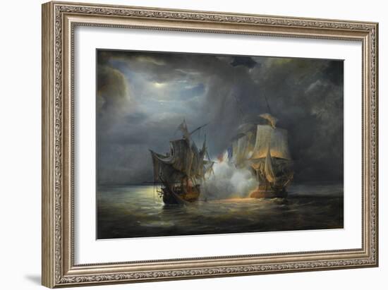 Combat naval entre la frégate "la Vénus" commandée par le capitaine Hamelin contre la frégate-Pierre Julien Gilbert-Framed Giclee Print