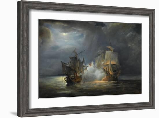 Combat naval entre la frégate "la Vénus" commandée par le capitaine Hamelin contre la frégate-Pierre Julien Gilbert-Framed Giclee Print