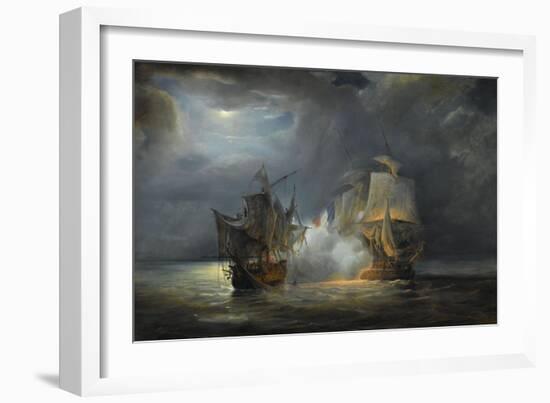 Combat naval entre la frégate "la Vénus" commandée par le capitaine Hamelin contre la frégate-Pierre Julien Gilbert-Framed Giclee Print