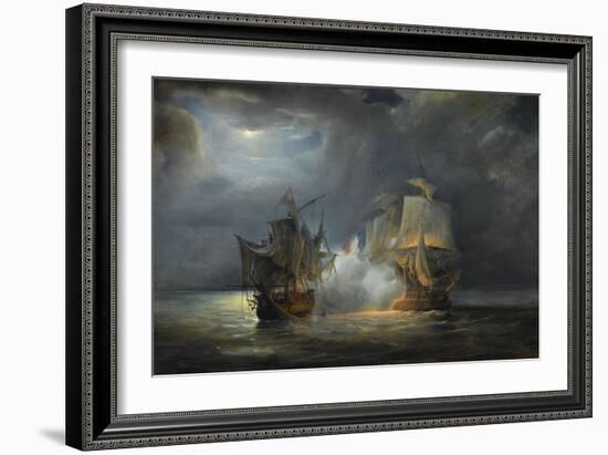 Combat naval entre la frégate "la Vénus" commandée par le capitaine Hamelin contre la frégate-Pierre Julien Gilbert-Framed Giclee Print