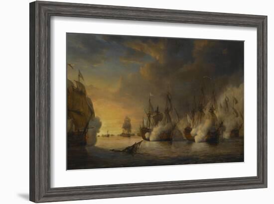 Combat naval entre le vaisseau français "l'Intrépide" commandé par le comte de Vaudreuil,-Pierre Julien Gilbert-Framed Giclee Print