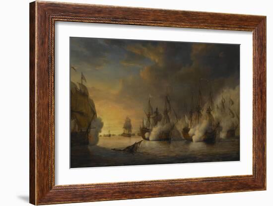 Combat naval entre le vaisseau français "l'Intrépide" commandé par le comte de Vaudreuil,-Pierre Julien Gilbert-Framed Giclee Print