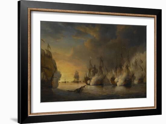 Combat naval entre le vaisseau français "l'Intrépide" commandé par le comte de Vaudreuil,-Pierre Julien Gilbert-Framed Giclee Print