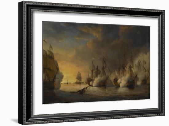 Combat naval entre le vaisseau français "l'Intrépide" commandé par le comte de Vaudreuil,-Pierre Julien Gilbert-Framed Giclee Print