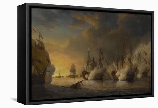 Combat naval entre le vaisseau français "l'Intrépide" commandé par le comte de Vaudreuil,-Pierre Julien Gilbert-Framed Premier Image Canvas