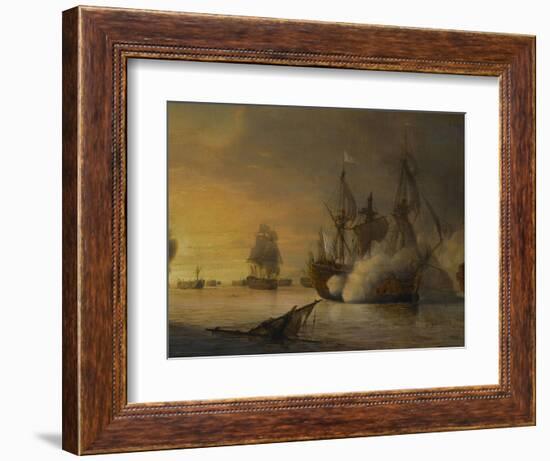 Combat naval entre le vaisseau français "l'Intrépide" commandé par le comte de Vaudreuil,-Pierre Julien Gilbert-Framed Giclee Print