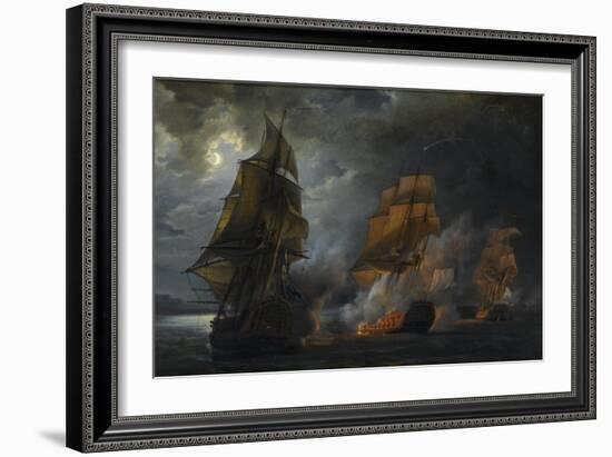 Combat naval entre le vaisseau français "le Triton" commandé par le comte de Ligondès et le-Pierre Julien Gilbert-Framed Giclee Print