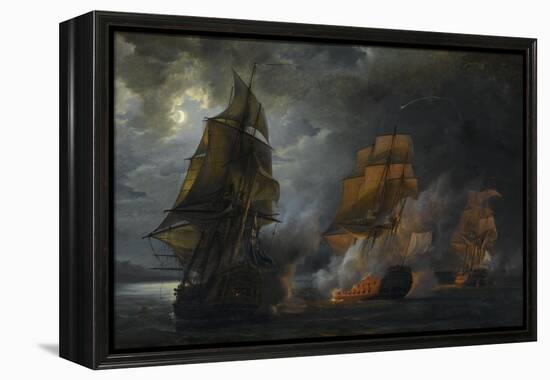 Combat naval entre le vaisseau français "le Triton" commandé par le comte de Ligondès et le-Pierre Julien Gilbert-Framed Premier Image Canvas