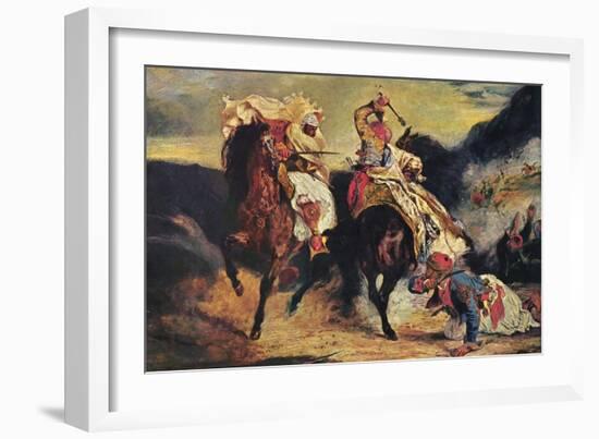 Combat of the Giaour and the Pasha-Eugene Delacroix-Framed Art Print