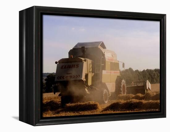 Combine Harvester Baling Hay, Seen from the Cotswolds Way Footpath, the Coltswolds, England-David Hughes-Framed Premier Image Canvas