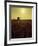 Combine Harvester in Field at Sunset-John Zimmerman-Framed Photographic Print