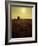 Combine Harvester in Field at Sunset-John Zimmerman-Framed Photographic Print