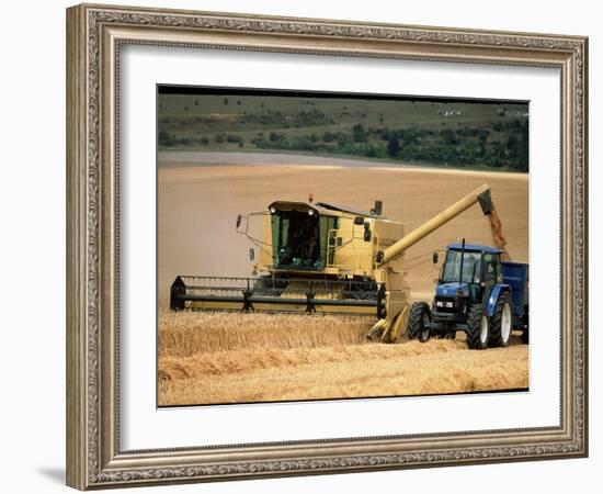 Combine Harvester Off-loading Grain-Jeremy Walker-Framed Photographic Print