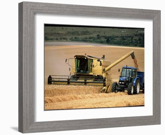 Combine Harvester Off-loading Grain-Jeremy Walker-Framed Photographic Print