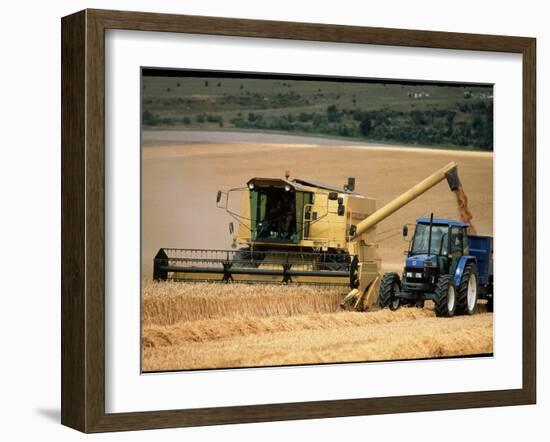 Combine Harvester Off-loading Grain-Jeremy Walker-Framed Photographic Print