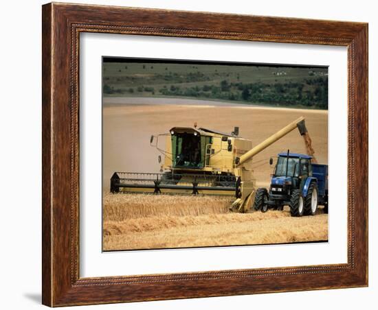 Combine Harvester Off-loading Grain-Jeremy Walker-Framed Photographic Print