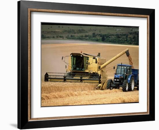 Combine Harvester Off-loading Grain-Jeremy Walker-Framed Photographic Print