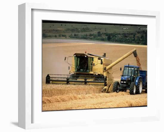 Combine Harvester Off-loading Grain-Jeremy Walker-Framed Photographic Print