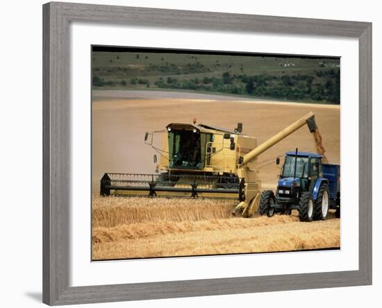 Combine Harvester Off-loading Grain-Jeremy Walker-Framed Photographic Print