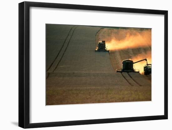 Combine Harvesters And Tractor Working In a Field-Jeremy Walker-Framed Photographic Print