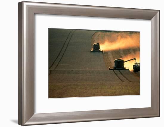 Combine Harvesters And Tractor Working In a Field-Jeremy Walker-Framed Photographic Print