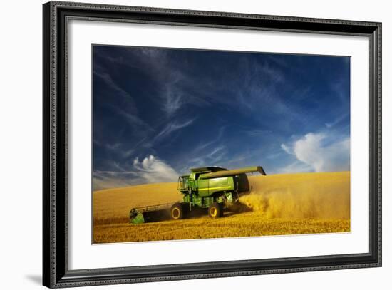 Combine Harvesting Wheat, Palouse Country, Washington, USA-Terry Eggers-Framed Photographic Print