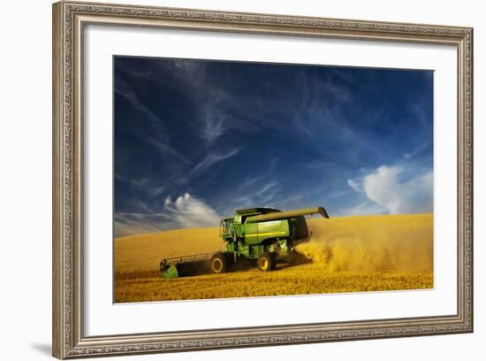 Combine Harvesting Wheat, Palouse Country, Washington, USA-Terry Eggers-Framed Photographic Print