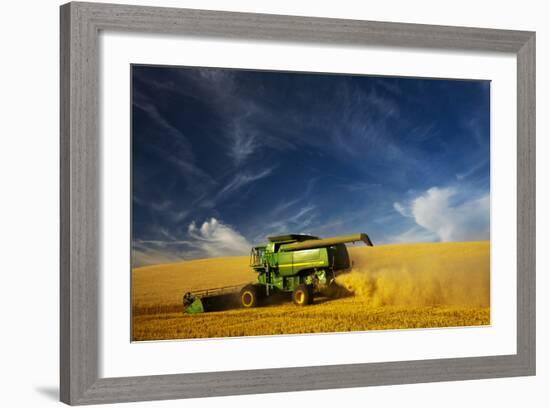 Combine Harvesting Wheat, Palouse Country, Washington, USA-Terry Eggers-Framed Photographic Print