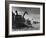 Combines Being Used to Harvest Wheat-Ed Clark-Framed Photographic Print