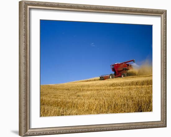 Combines Harvesting Crop, Palouse, Washington, USA-Terry Eggers-Framed Photographic Print