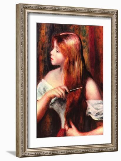 Combing Girl-Pierre-Auguste Renoir-Framed Art Print