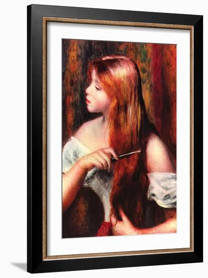 Combing Girl-Pierre-Auguste Renoir-Framed Art Print