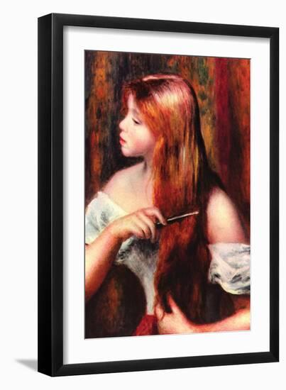 Combing Girl-Pierre-Auguste Renoir-Framed Art Print