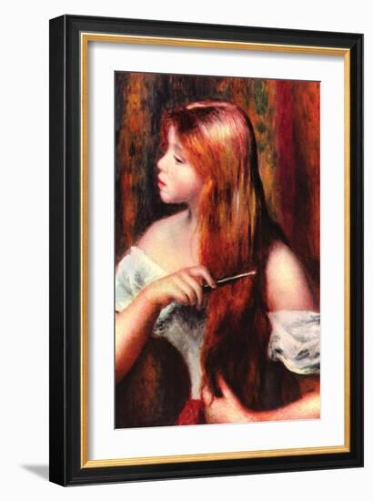 Combing Girl-Pierre-Auguste Renoir-Framed Art Print