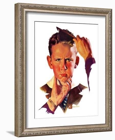 "Combing His Hair,"July 9, 1938-Douglas Crockwell-Framed Giclee Print
