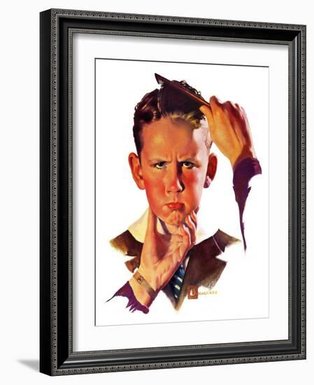 "Combing His Hair,"July 9, 1938-Douglas Crockwell-Framed Giclee Print