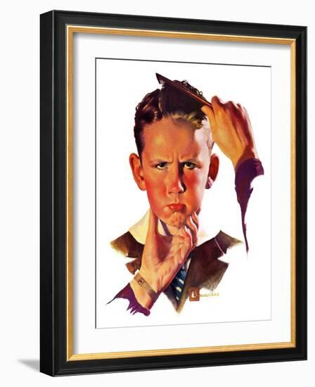 "Combing His Hair,"July 9, 1938-Douglas Crockwell-Framed Giclee Print