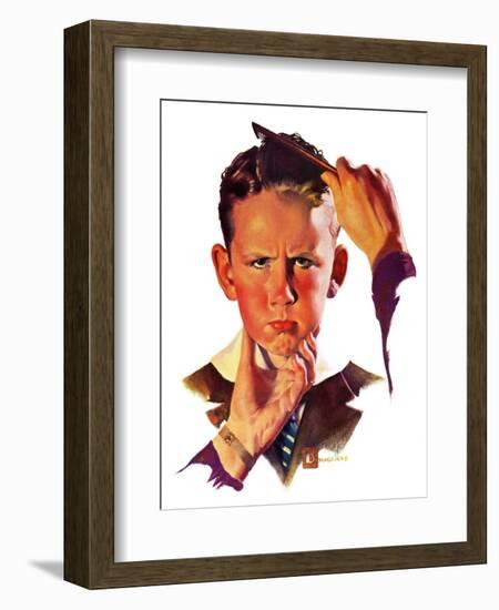 "Combing His Hair,"July 9, 1938-Douglas Crockwell-Framed Giclee Print