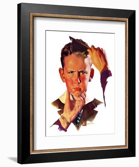 "Combing His Hair,"July 9, 1938-Douglas Crockwell-Framed Giclee Print